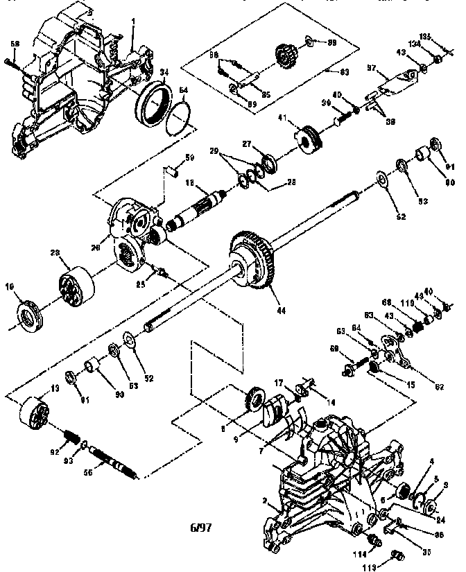 Hydro-gear transaxle Diagram and Parts List for HD19H42A  Weed Eater Lawn Tractor
